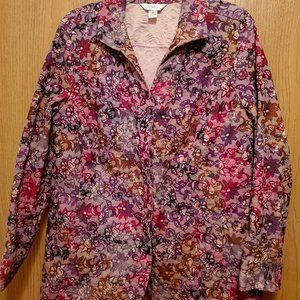 CJ Banks military / gently tailored jacket with purple and pink flower theme 2X